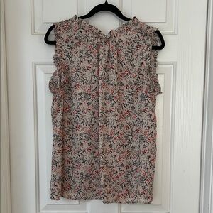 Floral Sleeveless Top - Red and Black